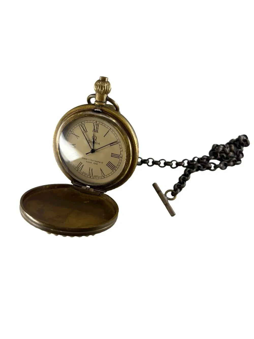Vintage Art Pocket Watch 50mm Pearl Bezel Classical Painting Dial 300mm Chain